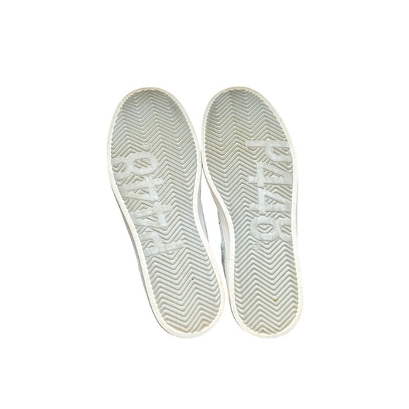 NEW P448 John Low Top Cheetah Print Textured Leather Sneakers in Metallic Silver - Picture 7 of 8